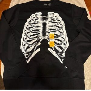 Men's Black Skeleton Graphic Crewneck Sweater